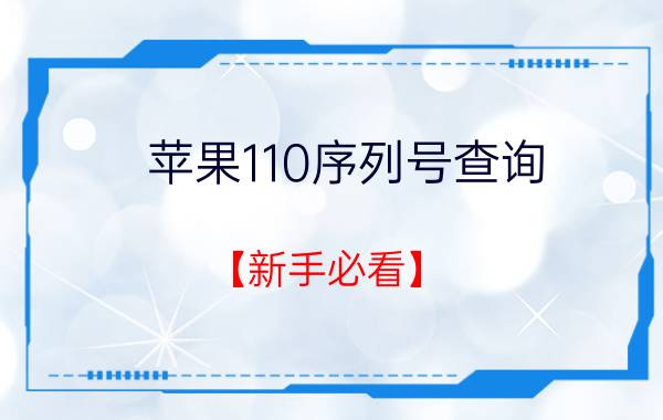 苹果110序列号查询 【新手必看】